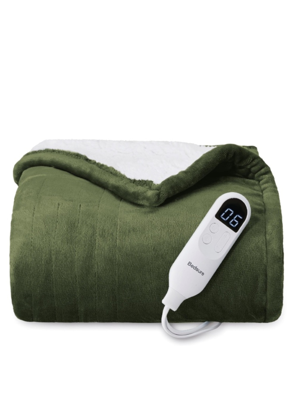 Heated Throw Soft Electric Blanket - OLIVE GREEN - Picture 4 of 11